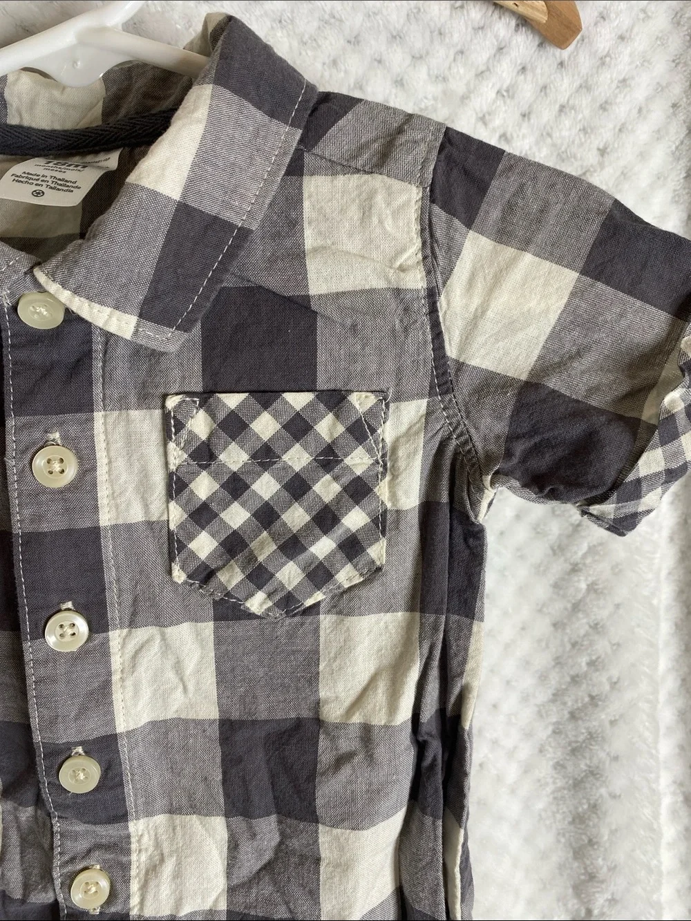 Carter's Short Sleeve Buffalo Check Plaid Romper Outfit